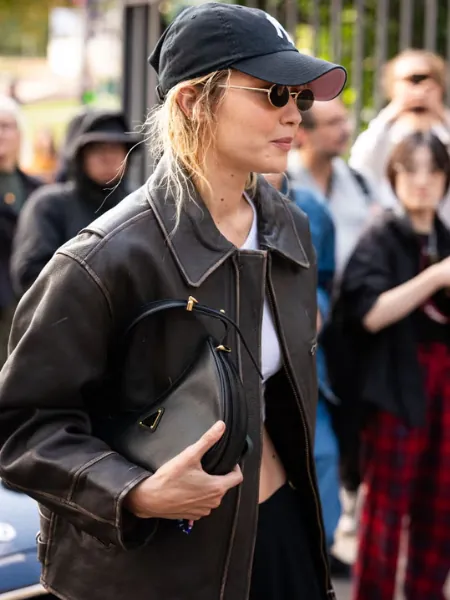 Gigi Hadid Oversized Leather Jacket Street Style 